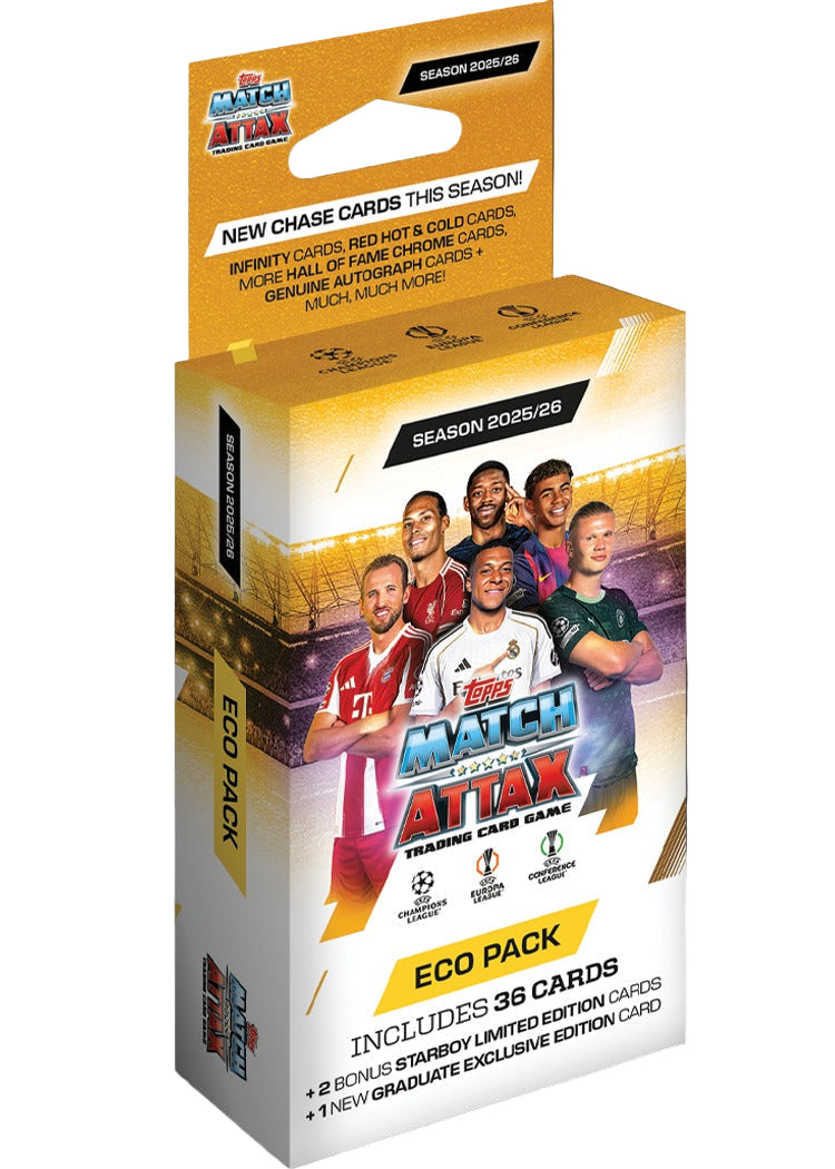 Match Attax trading card pack with player images on a white background